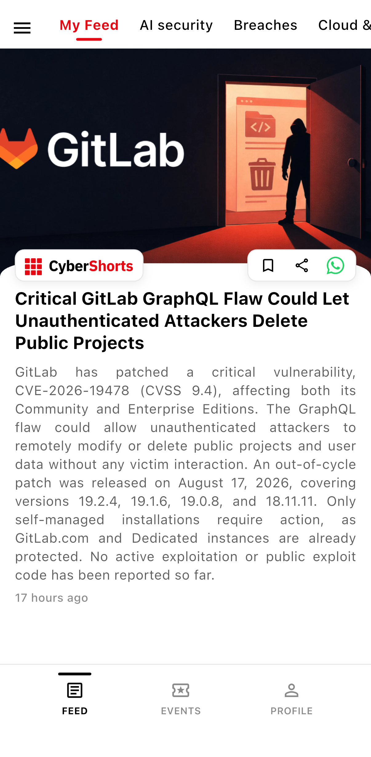 CyberShorts story: Critical GitLab GraphQL flaw could let unauthenticated attackers delete public projects